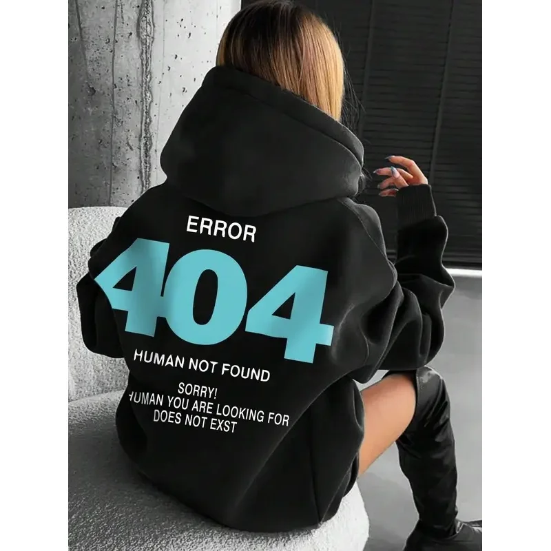Autumn and Winter Men's Sports Hoodie Error 404 Cannot Find Someone Sorry for Printing Fashion Trend Outdoor Leisure Street