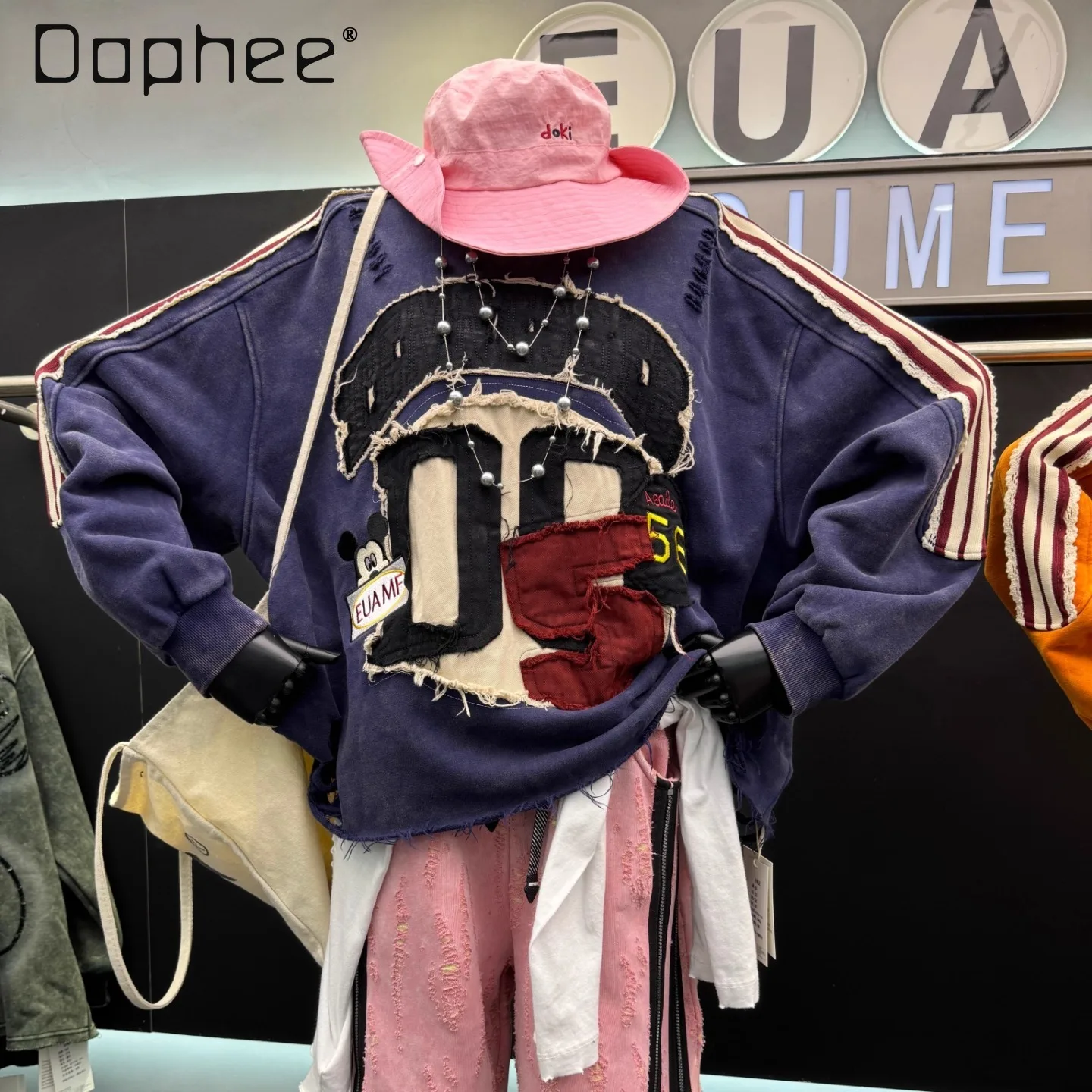 

European Style Purple Sweatshirt Female 2025 Winter New Heavy Embroidered Letter Fleece Hoodie Women Fashion Versatile Top