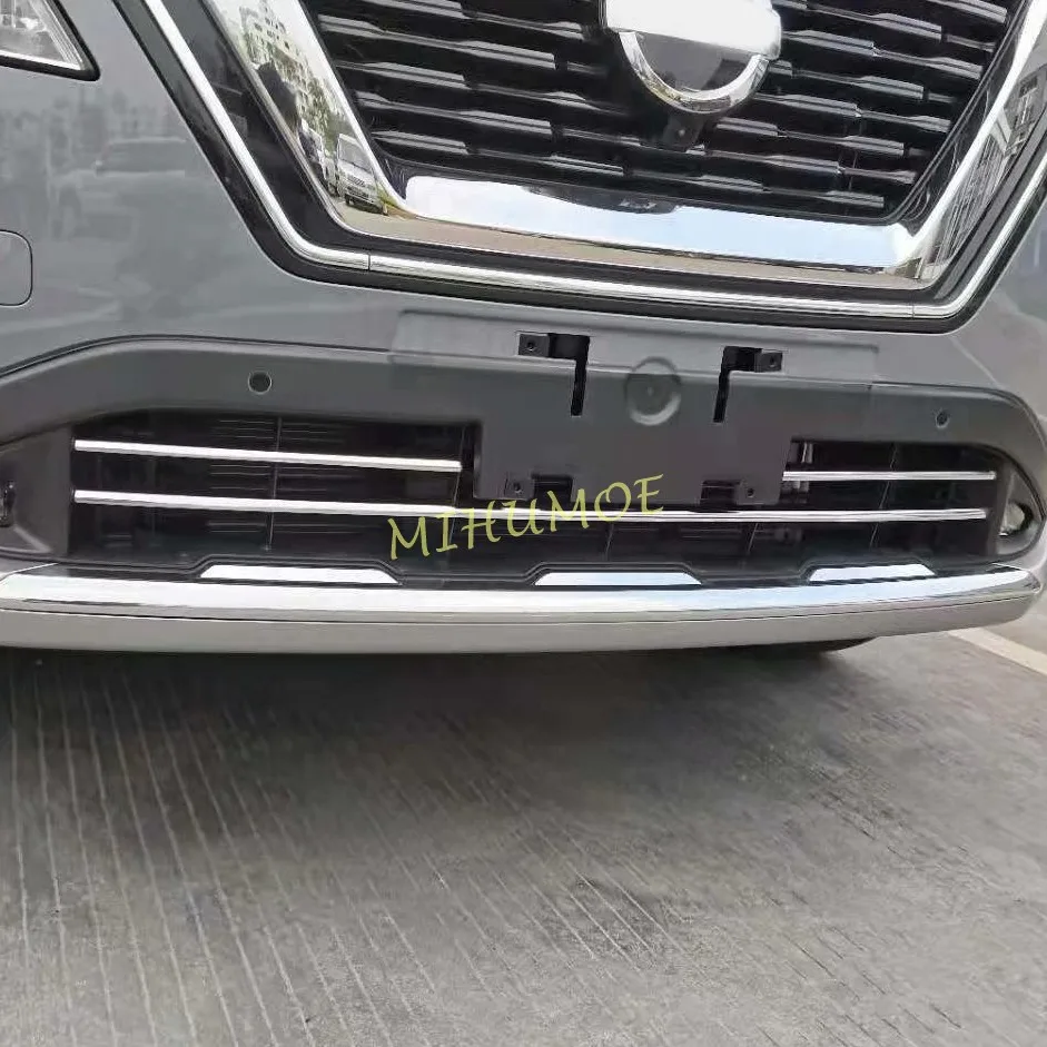 ل 2023 2024 2025 نيسان روج X-Trail T33 سيارة الفولاذ المقاوم للصدأ المصد الأمامي شبكة مركز مصبغة شواء صب شرائط غطاء الكسوة