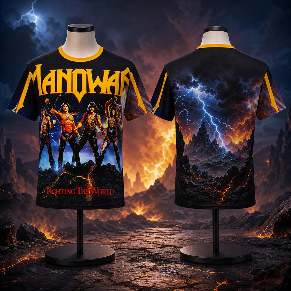 Unisex MANOWAR Rock Hip-Hop 3D-Druck Eltern-Kind-T-Shirt, schnell trocknend, atmungsaktiv, kurzärmelig, lässig, modisch, Sommer-Top – Detail 4