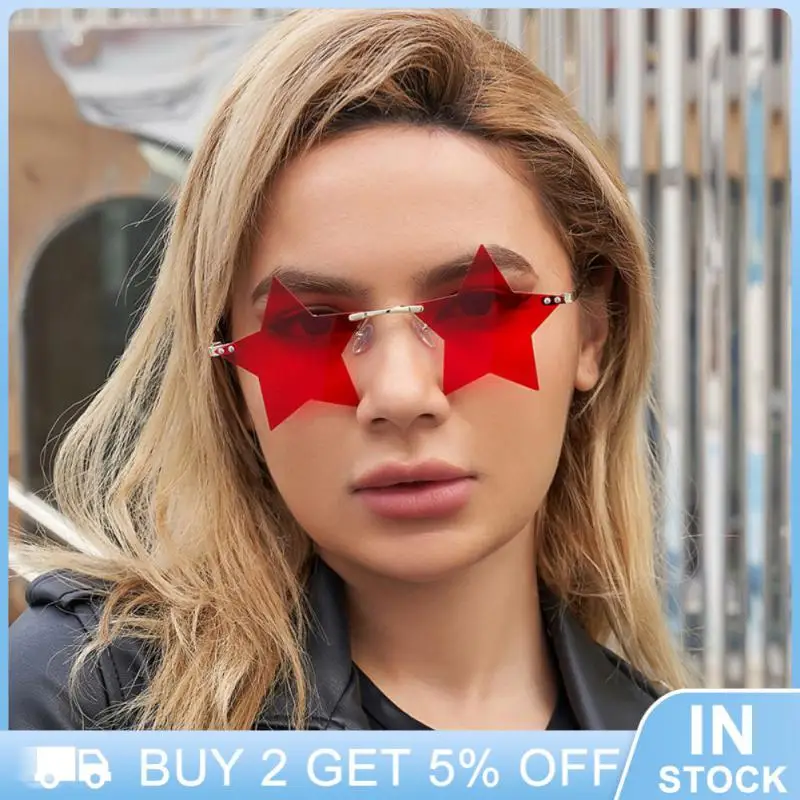 2023 Frameless Sunglasses Trend Seaside Party Five-point Star Glasses Personality Eyewear Driving Heart-shaped Очки Солнечные