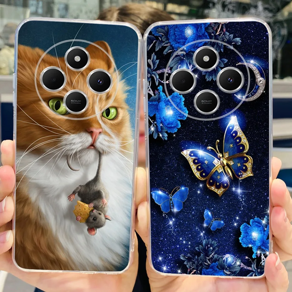 ل Xiaomi Poco C75 حافظة لطيف القط فراشة رسمت غطاء لينة سيليكون جراب هاتف ل Xiaomi Poco C75 C 75 PocoC75 Fundas Coque