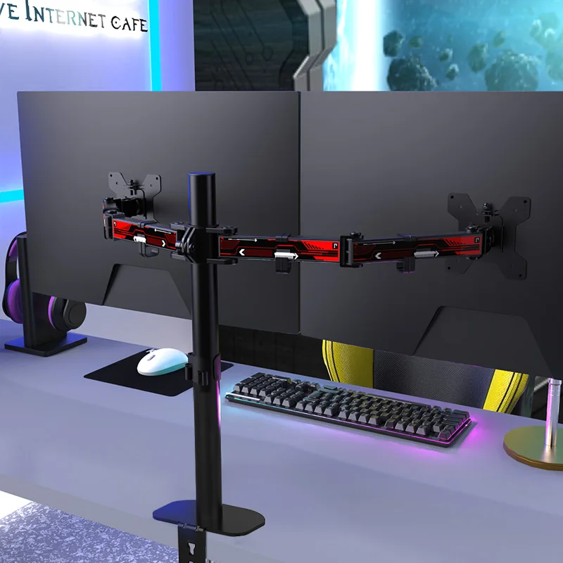 Dual-Screen Display Bracket E-Sports Element Computer Desktop Free Lifting Rotating Shelf