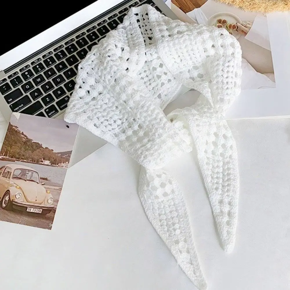 Retro Hollow ถักผ้าพันคอสามเหลี่ยม Y2k Design Elegant Balletcore Shawl สามเหลี่ยมรูปร่างผ้าพันคอสะโพก Balletcore สไตล์