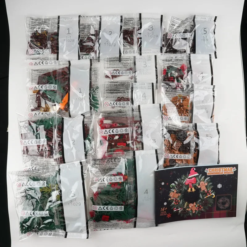 

Рождественский букет/гирлянда, модель, строительные блоки, креативные цветочные растения, украшение для вечеринки, сборка игрушек, MOC, кирпичи, праздничные подарки