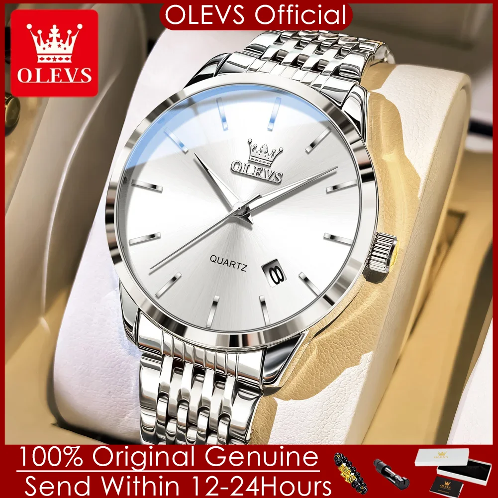 

Мужские часы OLEVS 2907, новые, модные, минималистичные, стальной браслет, автоматическая дата, водонепроницаемые, светящиеся, оригинальные кварцевые наручные часы для мужчин
