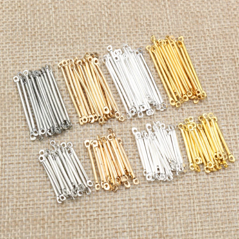 100pcs/lot 15 20 25 30 35 40mm Bar Shape Connectors Earring Connectors Diy Accessories For Earrings Jewelry Making Materials