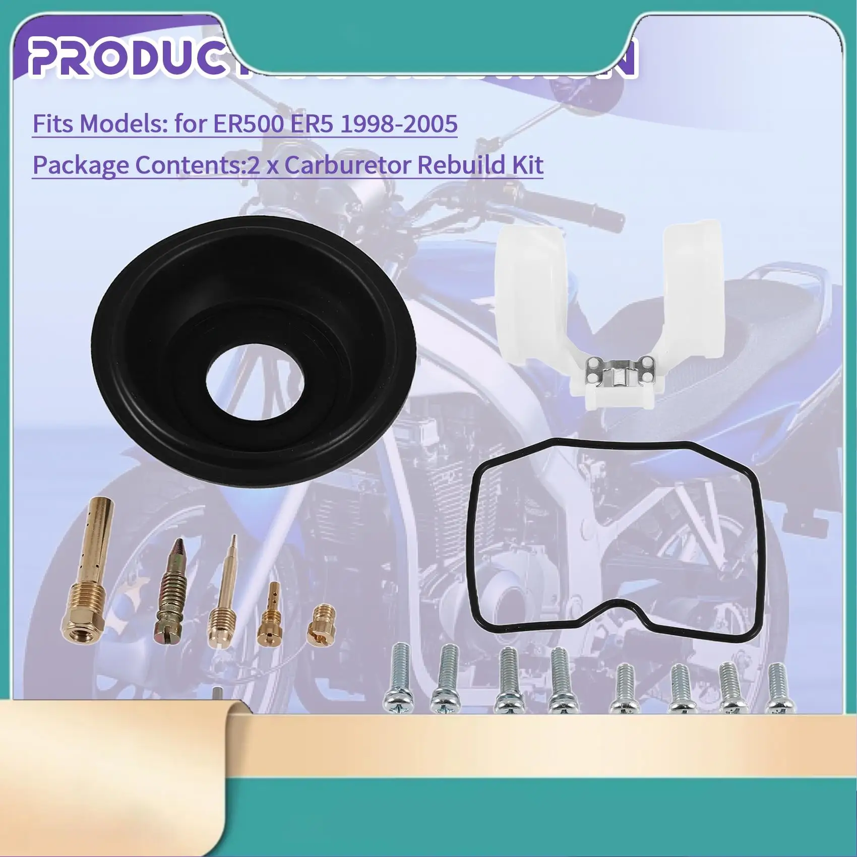 

Motorcycle Carburetor Repair Kit Motorcycle Carburetor Piston Float Gasket Kit For Kawasaki ER500 ER5 1998-2005-N31R