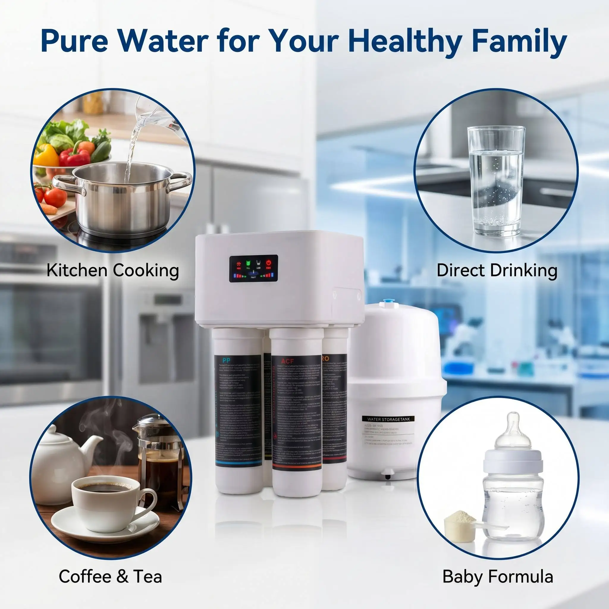 100GPD Mini Compact Reverse Osmosis System | Quick Connect Under Sink RO Water Filter for Home RV Outdoor ODM OEM
