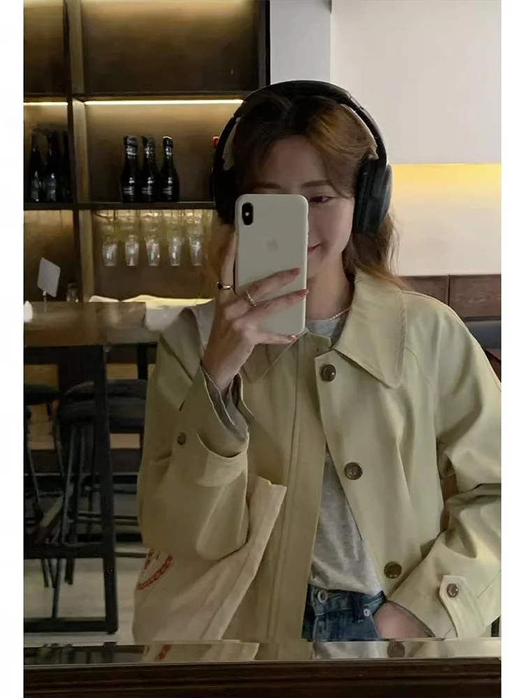Khaki Casual Over-Knee Women's Coat Spring Autumn High-End Short plus Size Mid-Length Winter Coat Korean Style Commute