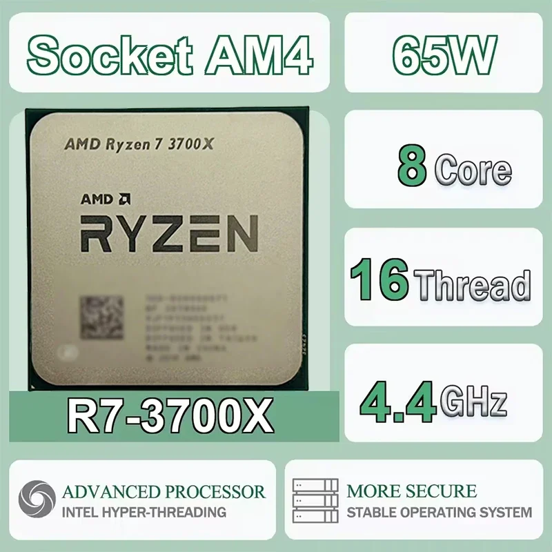 AMD Ryzen 7 3700X R7 3700X 3.6 GHz 8-Core 16-Thread for AM4 CPU Processor 65W 7NM L3=32M 100-000000071 Socket Without Packag