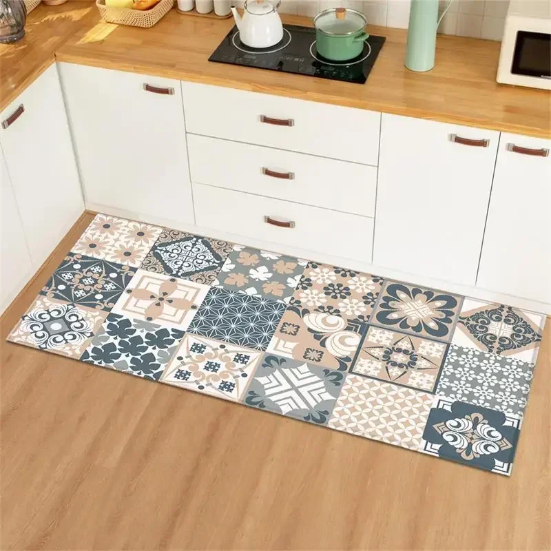 

Kitchen Pvc Mat Waterproof Oil-proof Floor Mats Leather Carpet Long Area Rug Non-slip Home Decoration Alfombra De Cocina 주방 깔개