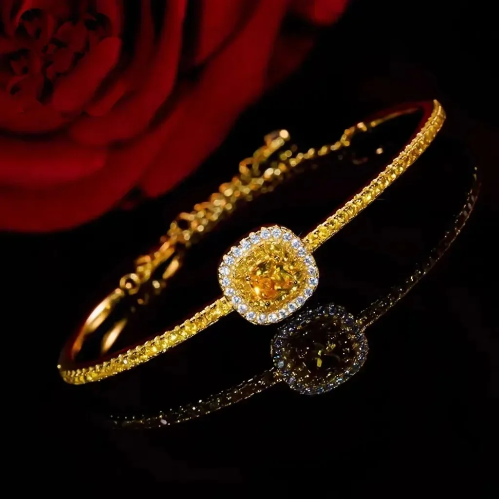 

9999 real gold 24K yellow gold Women's Bracelet with Sugar and Diamond Bracelet