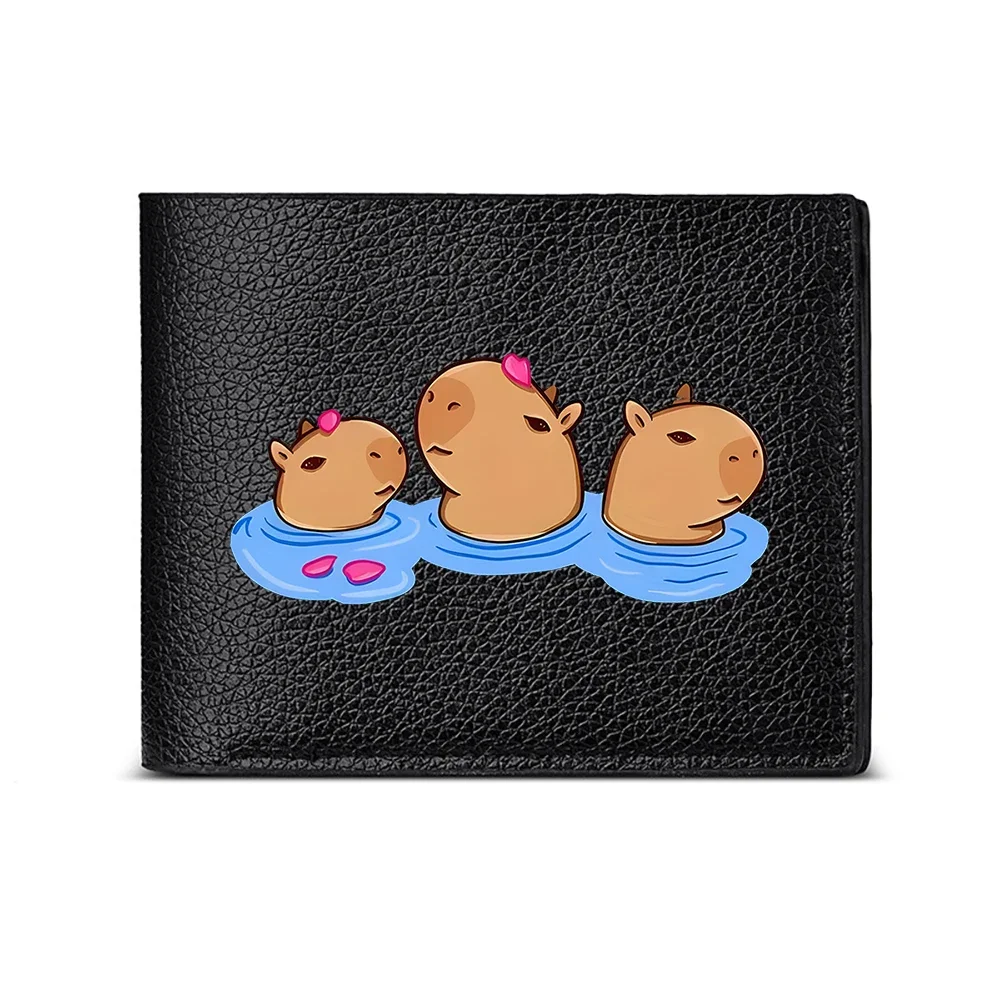 Three Capybaras Floating In Water Print Men's Wallet Card Holder Casual Business Fashion Design