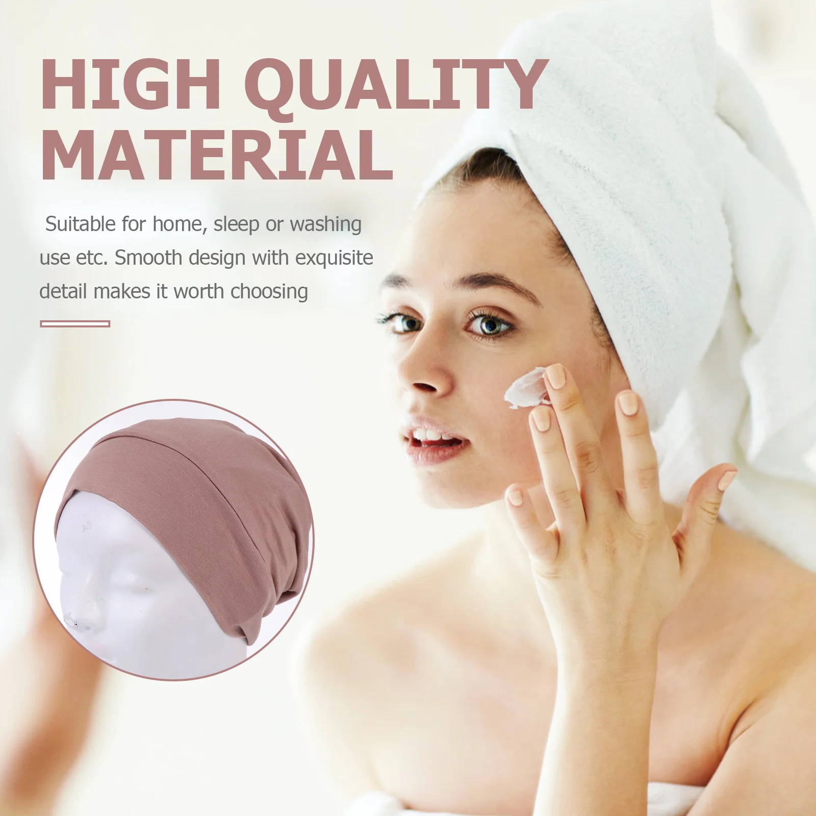 

1Pcs Elastic Cotton Sleeping Hat Comfortable Chemo Cap Women Hair Protector Night Bonnet Sleep Cap Wide Headband