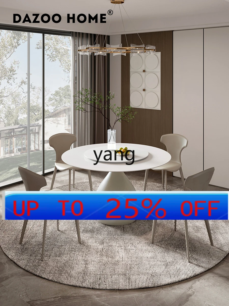 

Lmm modern simple rock slab dining table household small apartment round table dining table and chair combination