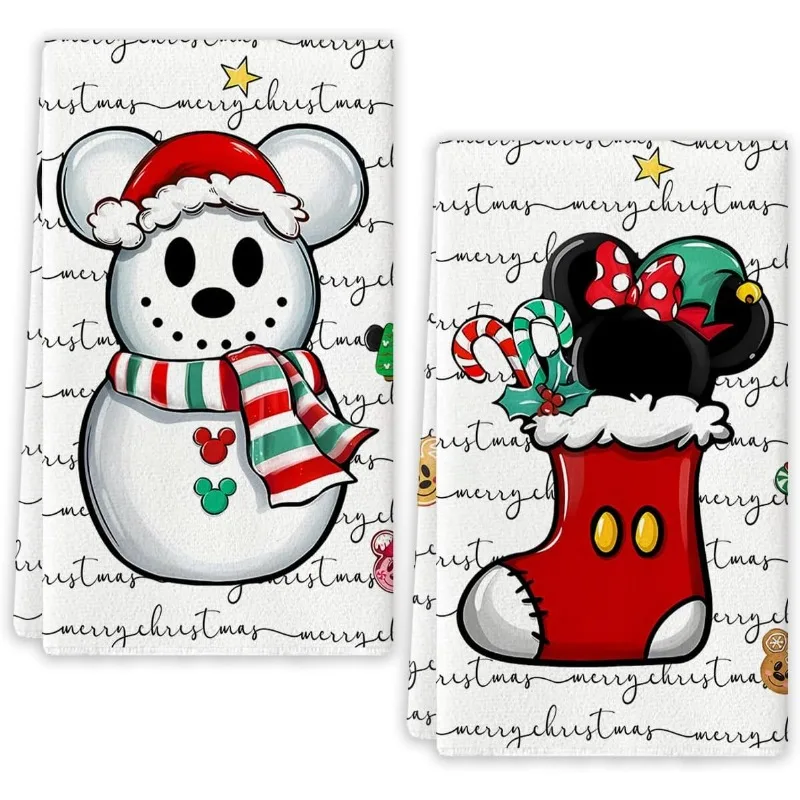 2-Pack Christmas kitchen towel decoration, cartoon mouse design