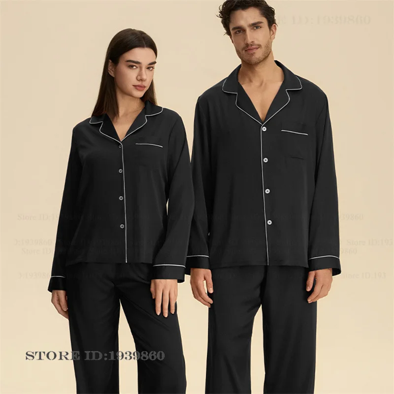 

Spring Autumn Pajamas Set Couple Sleepwear Wedding Gift Groom Bride Nightwear Pijamas Suit Loose Homewear Lounge Wear Pyjama