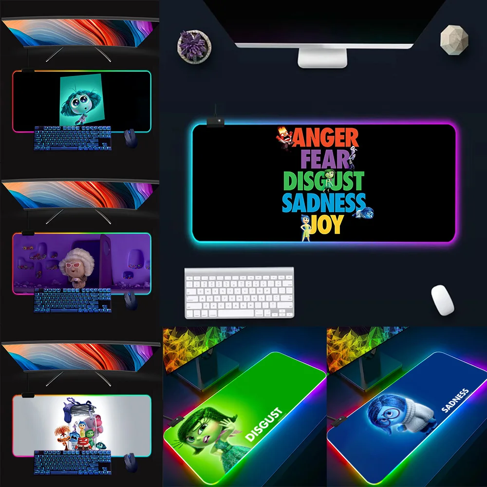 colourful inside out theme RGB Pc Gamer Keyboard Mouse Pad Mousepad LED Glowing Mouse Mats Rubber Gaming Computer Mausepad