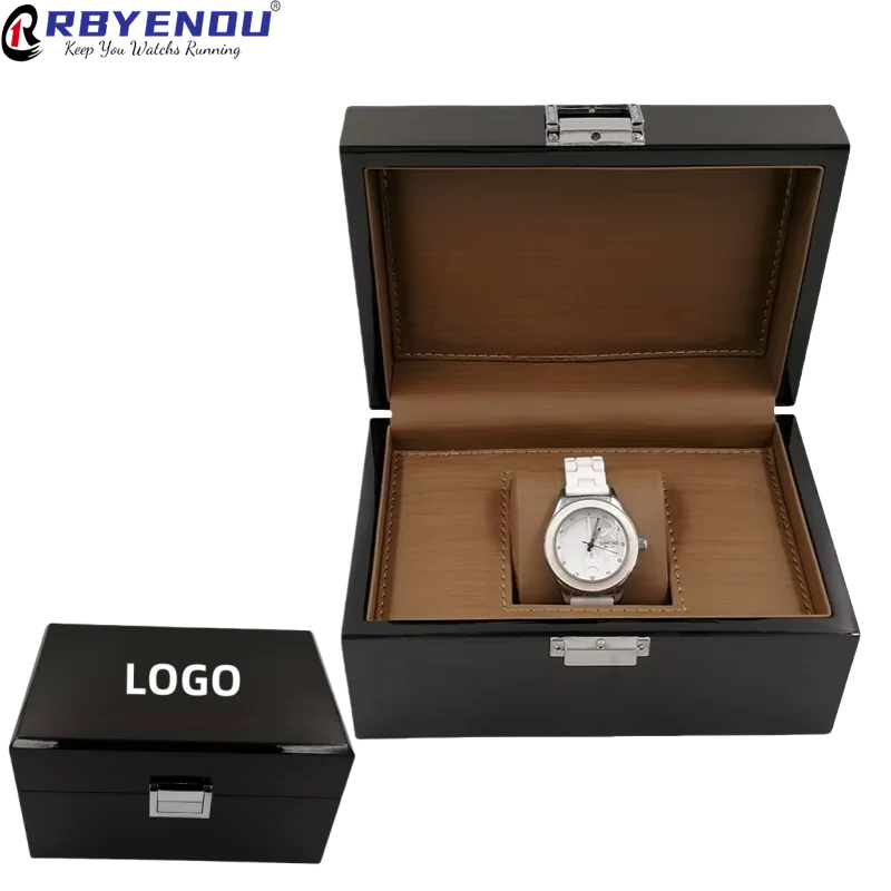 High Grade Baking Paint Famous Brand Watch Gift Wooden Box High Wooden Watch Storage Box Display Packaging Logo Customization