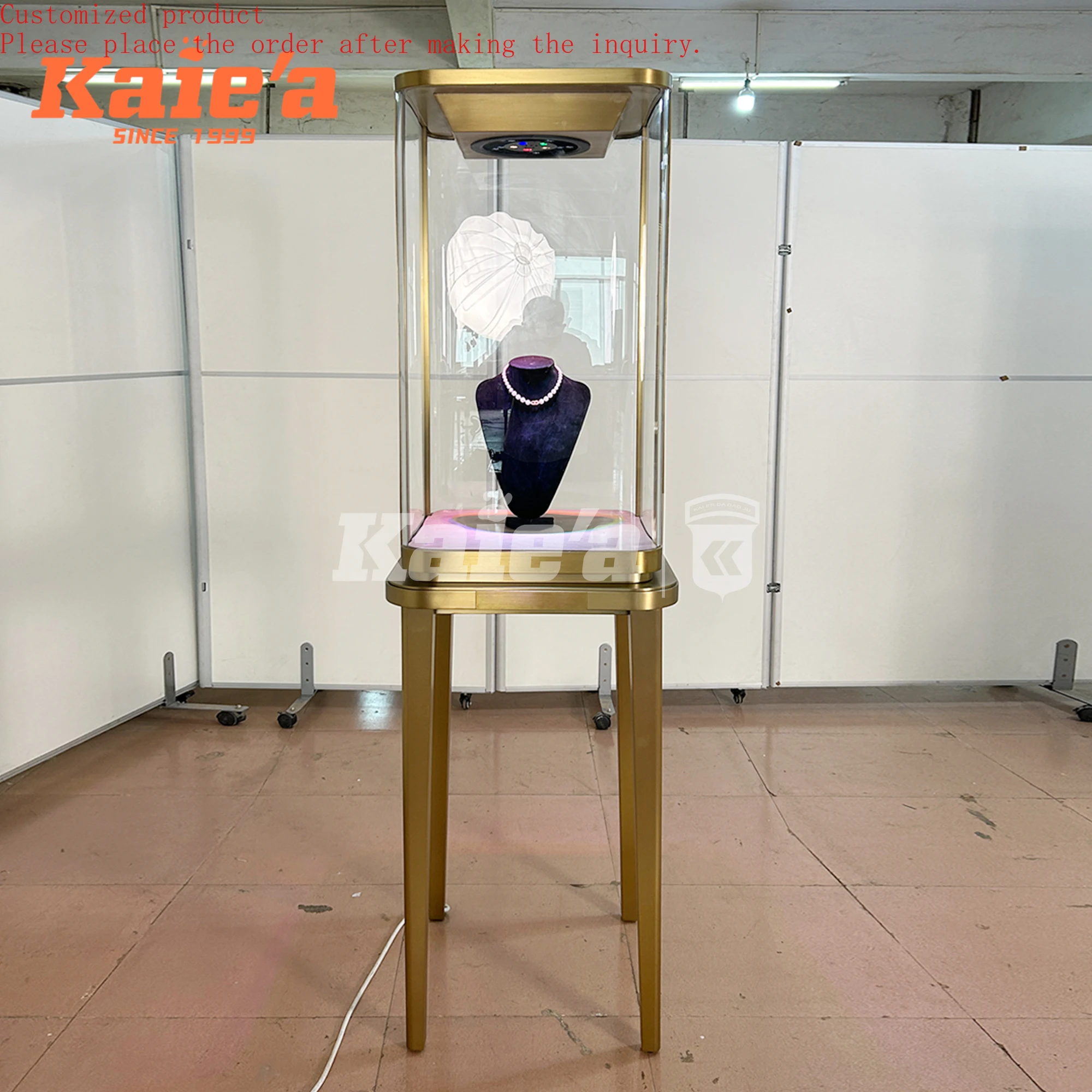 

Custom High-End Glass Jewelry Showcase Automatic Rotating Tower Display Counter for Jewelry Showcases