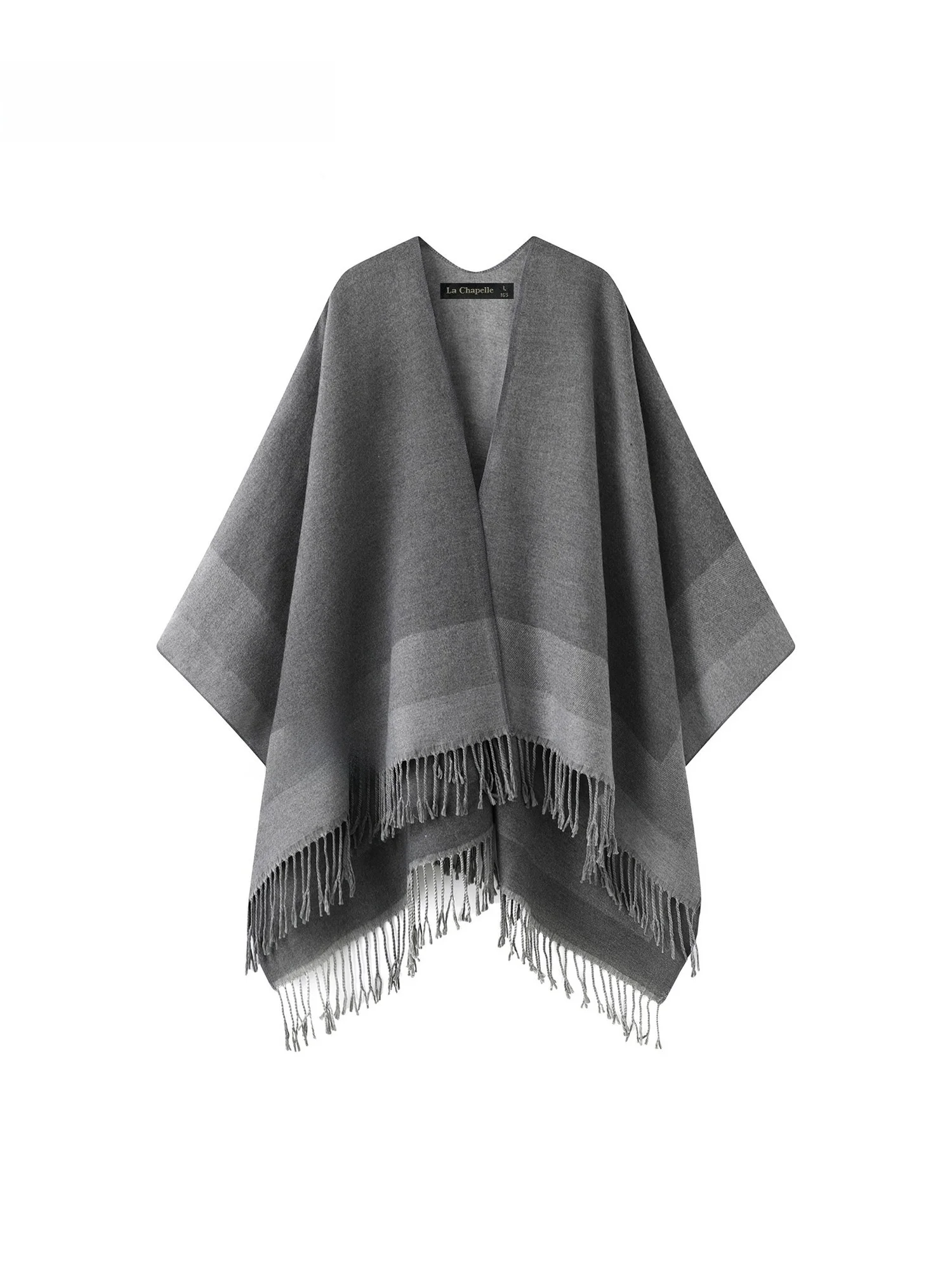 la-chapelle-レディース-フリンジ付きショール-コクーンコート-秋用アウター-暖かい韓国風-無地-長方形サイズ-フリーサイズ
