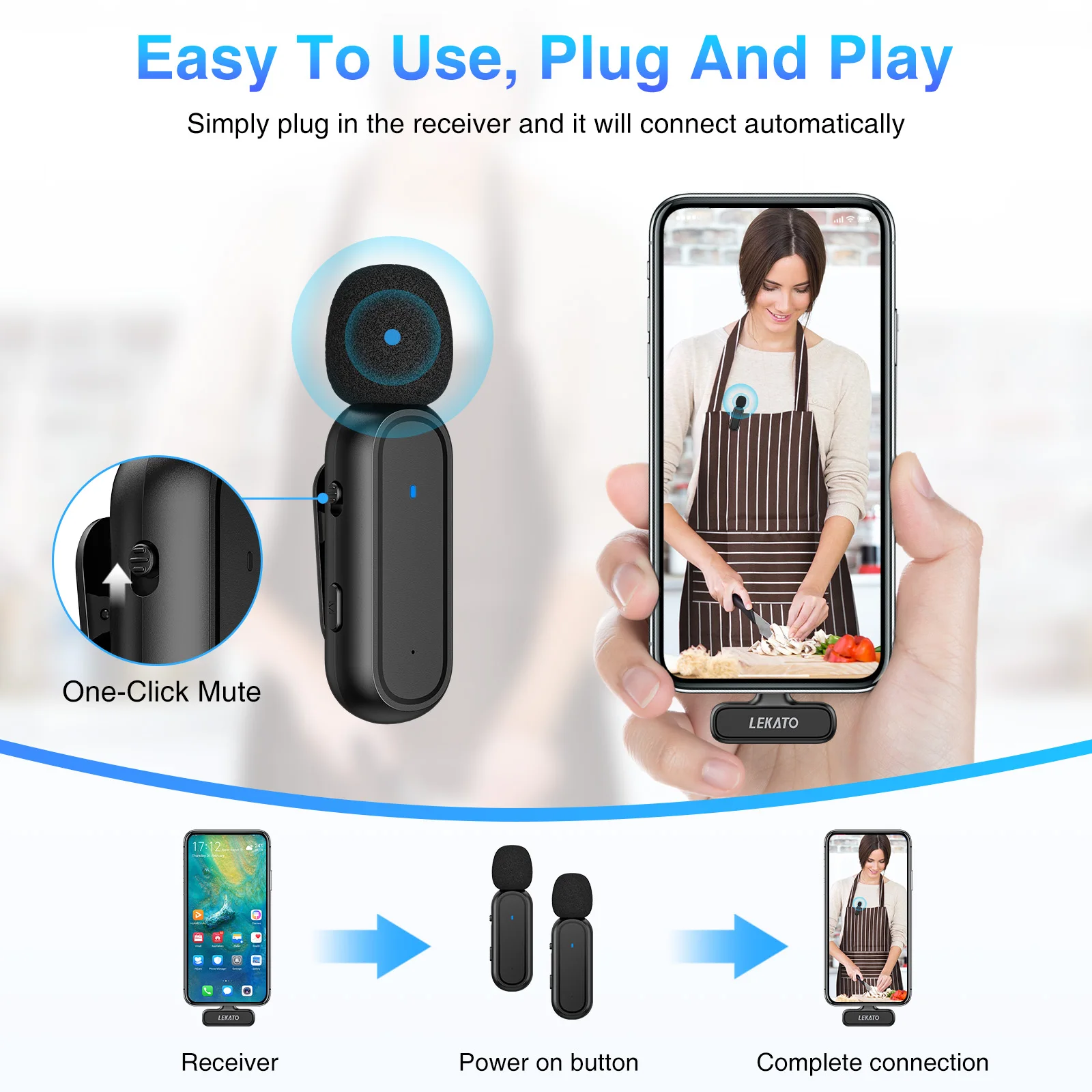 

Портативный мини-микрофон для беспроводного петличного микрофона Iphone и Android, идеально подходит для прямой трансляции, игр и записи видео