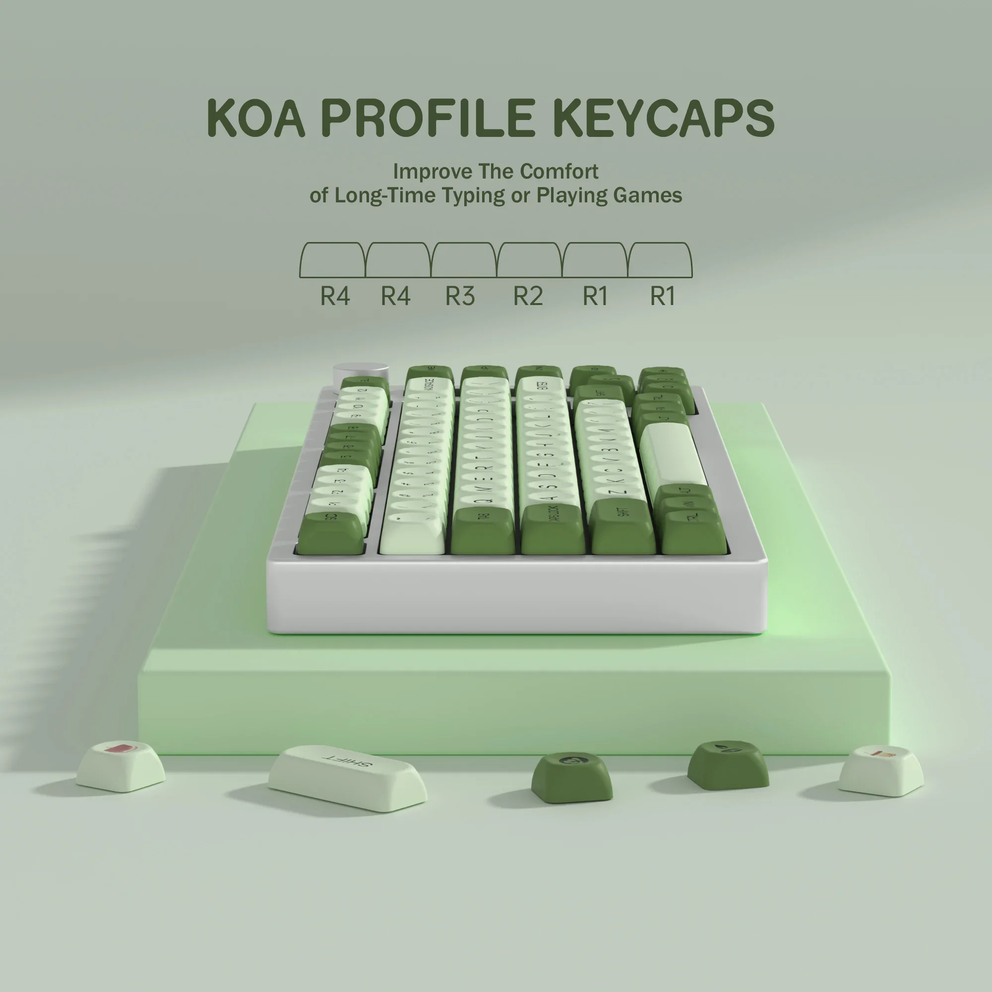 KBDiy 143 Keys Matcha Keycaps KOA Profile PBT for Mechanical Keyboard Green Keycap Custom ISO for ACE60 ACE68 RAINY75 AK74 gx87