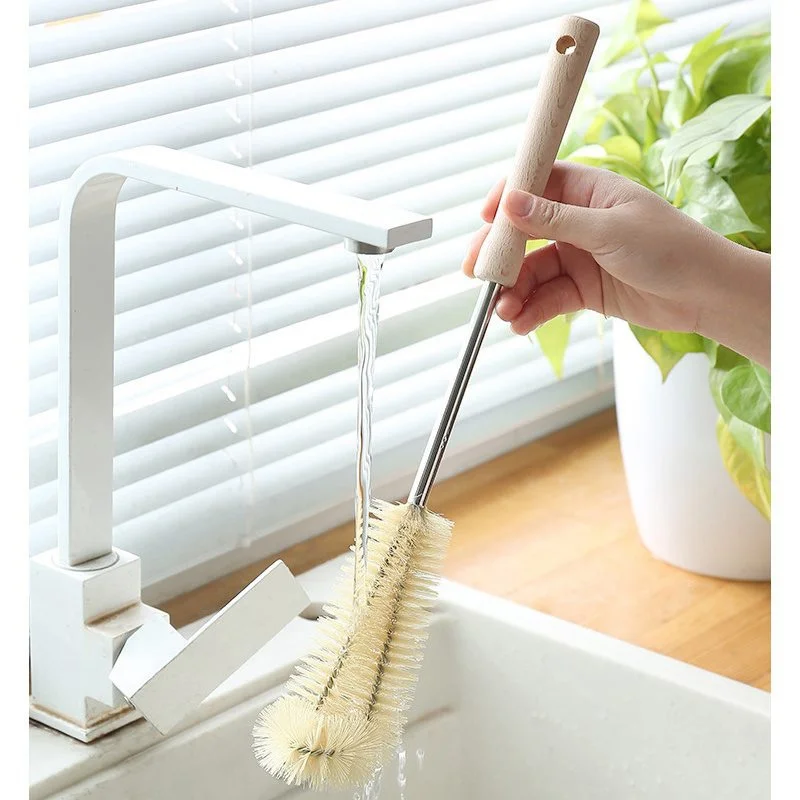 1PCS Wooden Handle Bottle Cleaning Brush Kitchen Drink Wineglass Bottle Glass Cup Cleaning Brush