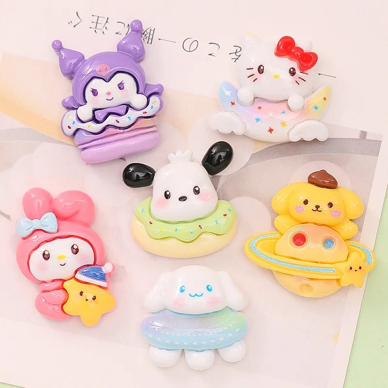 5pcs cartoon sanrio hello kitty flatback resin charms crafts embellishments diy cabochons decoration accessories