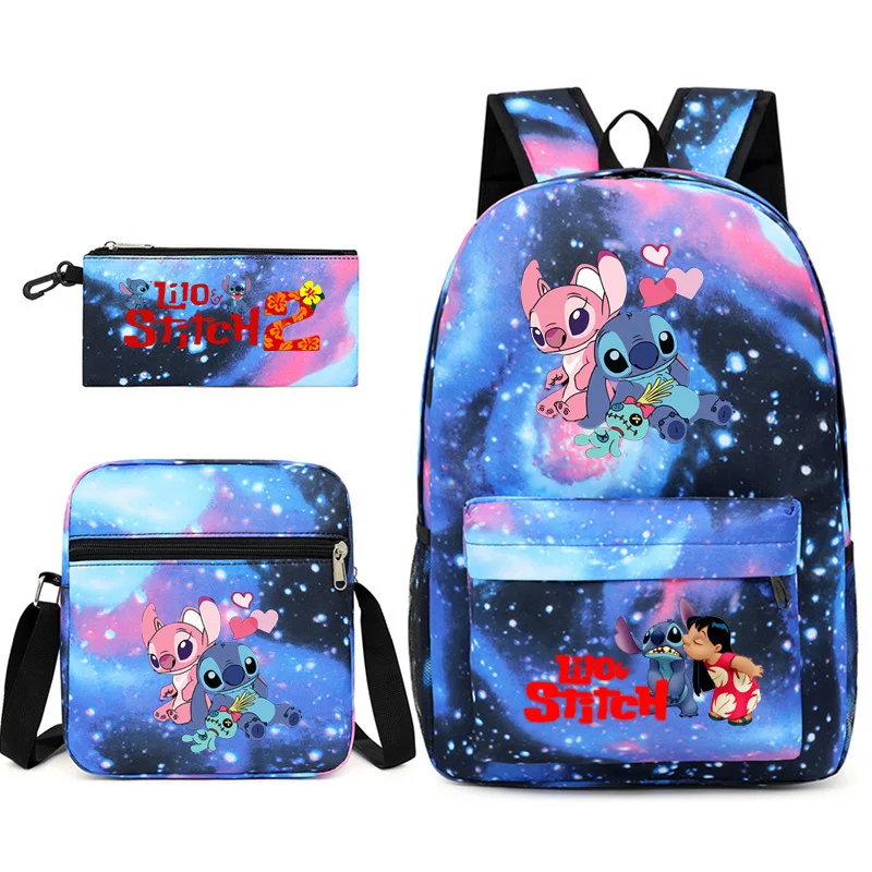 

3pcs/Set Disney Stitch Kids Backpack Cartoon Stitch Print Kindergarten Pencil Case Boy Girl Shoulder Bag Children Schoolbag Gift