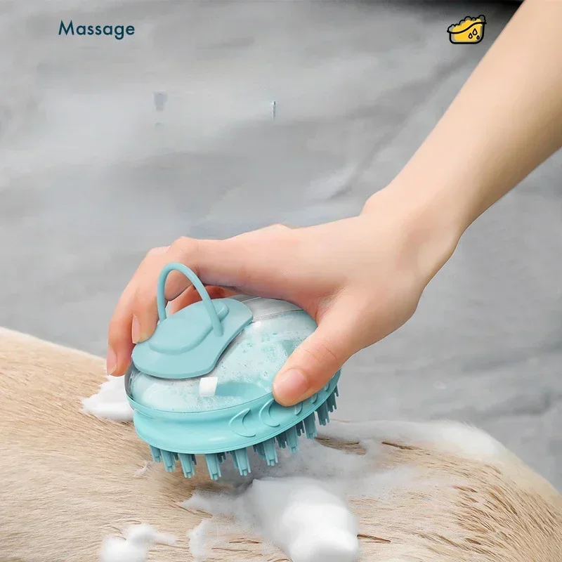 

Dog Washing Massage Silicone For Bath Pet Shampoo Brush Dog Bath Brush With Soap Dispenser Dog Grooming Brush