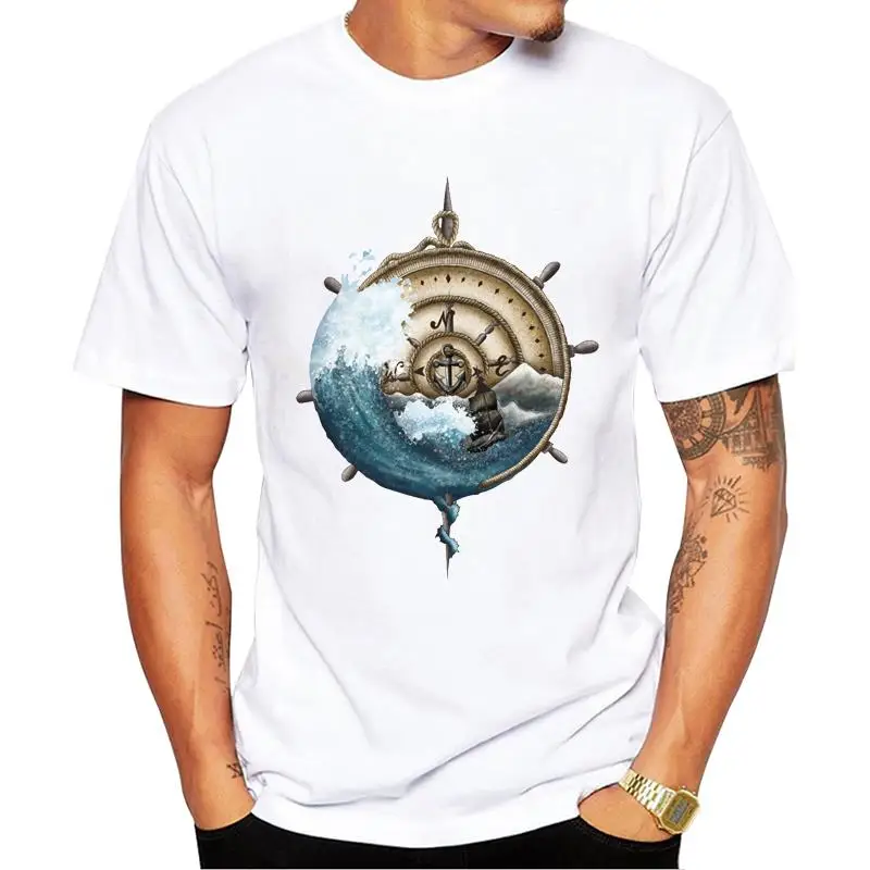 FPACE Hipster Compass Art  Men T-Shirt Funny Vintage Wave Printed Tshirts Short Sleeve Hot Tee Fashion Tops