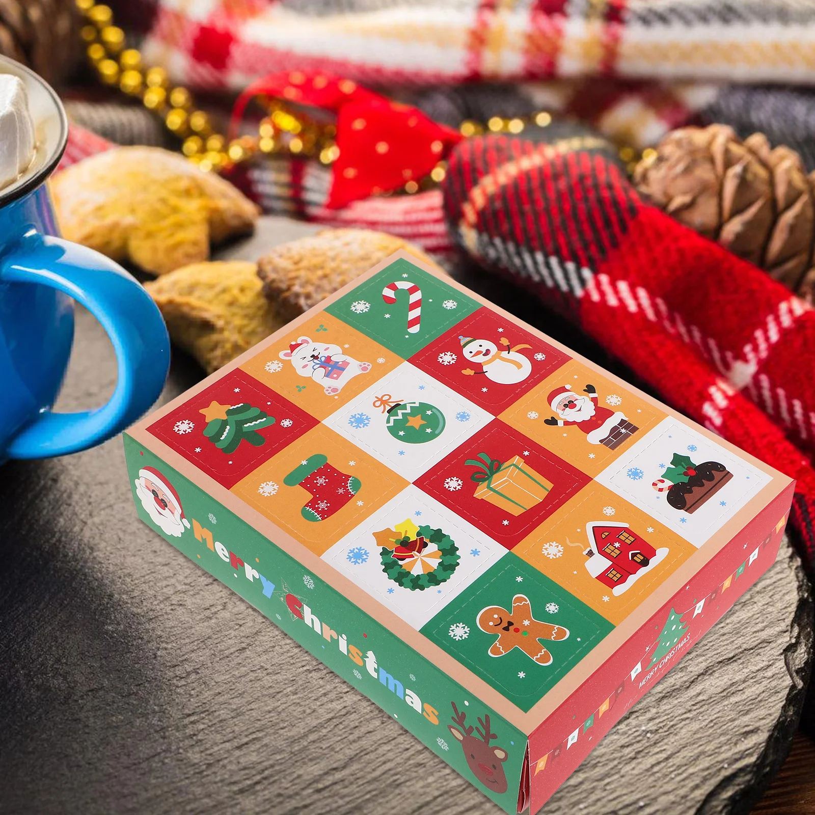 

5Pcs Xmas Candy Gift Boxes Paper Small 12 Compartments Christmas Treat Boxes Holiday Party Favor Packaging Holiday Box