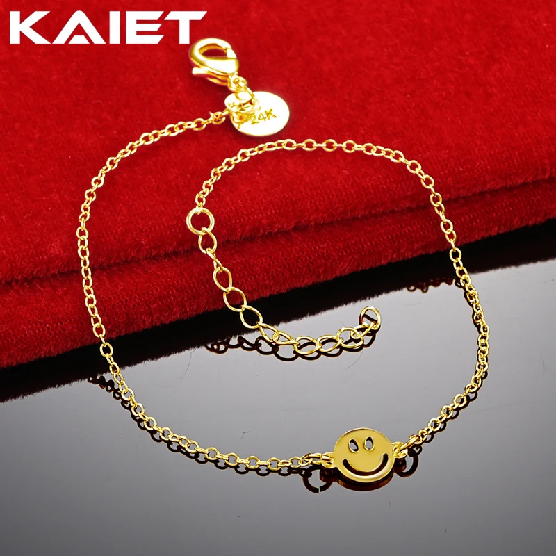 KAIET 925 Sterling Silver Happy Expression Bracelet Plated With 18K Gold Wedding Party For Women Charm Fine Jewelry