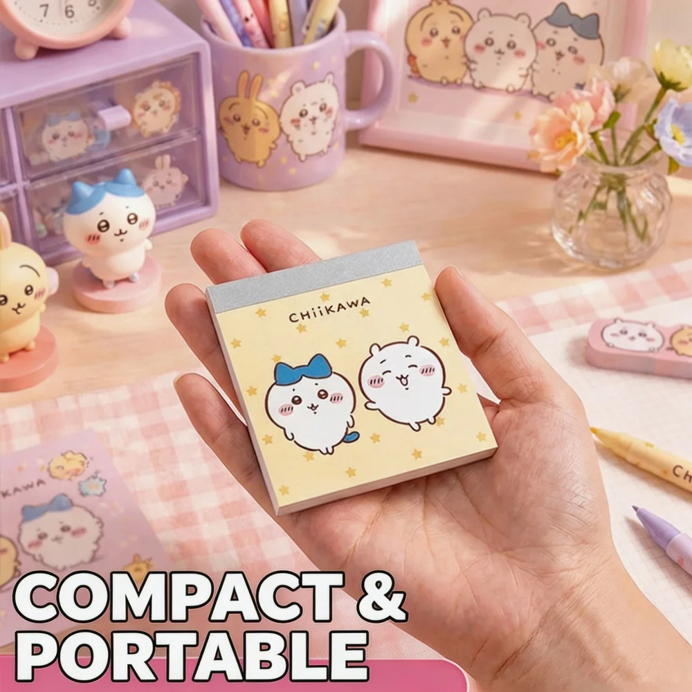 Genuine Chiikawa Hachiware Usagi Mini Notepad 60Sheets Kawaii Pocket Memo Pads Planner For Journaling School & Office Stationery