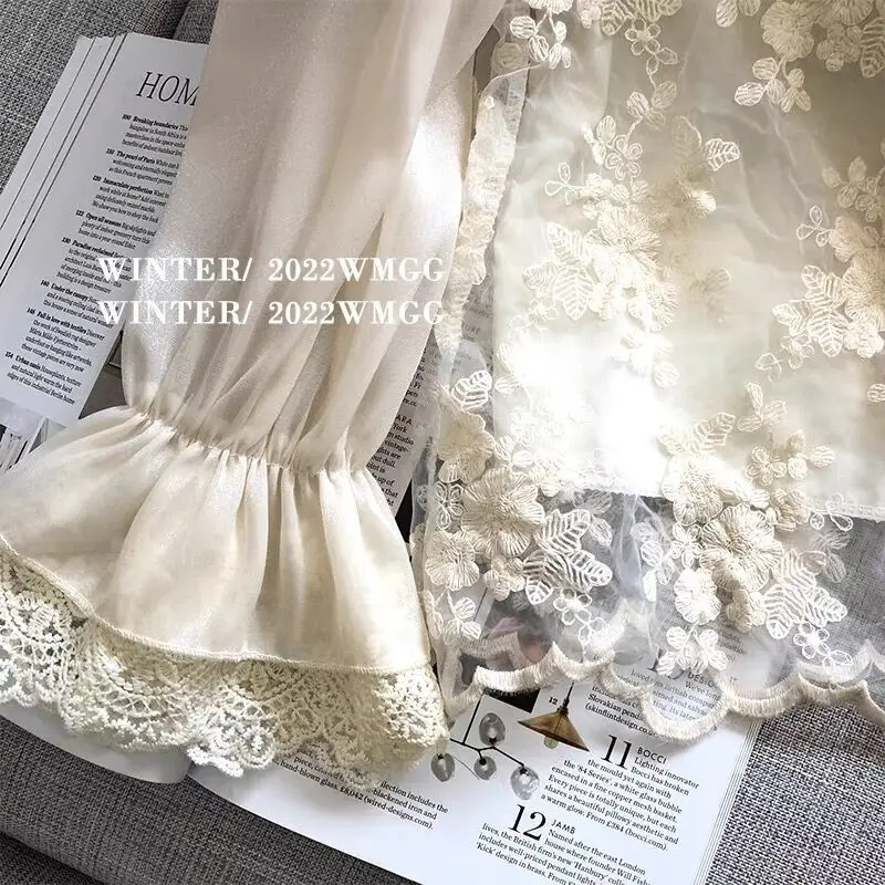 Autumn New Korean Style Fashionable Slim Fit and Slimming French Ruffle Edge Tied Bow High-end Shirt Top for Women