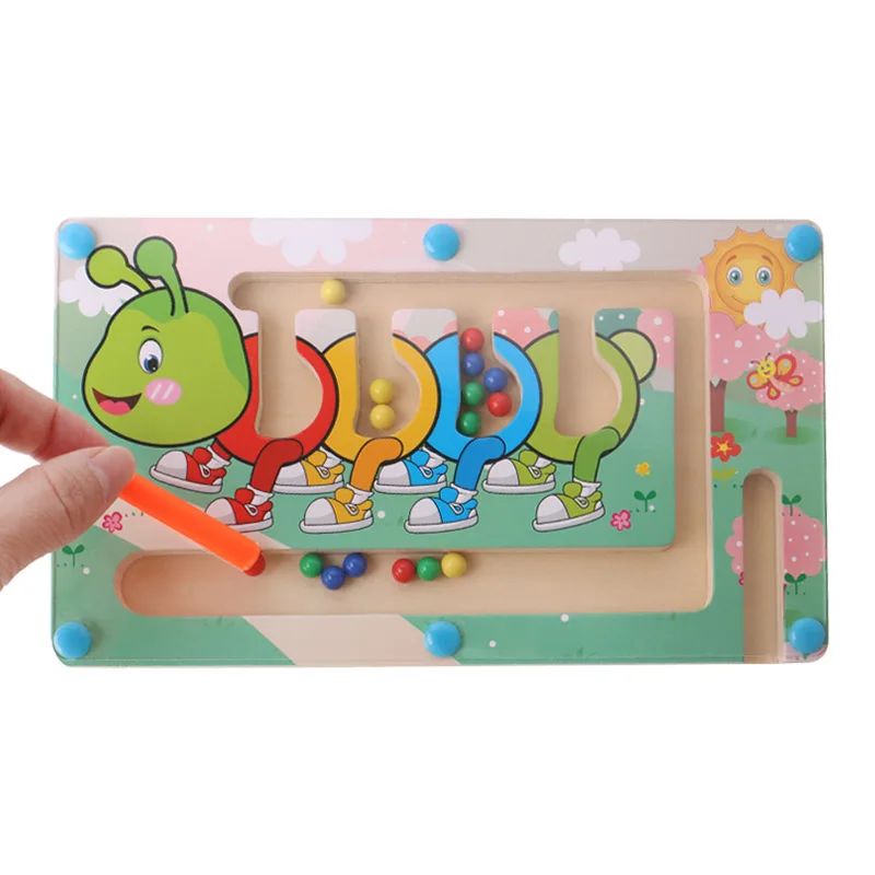 Children Animal Magnetic Maze Toy Montessori Kids Wooden Puzzle Game Toy Educational Brain Teaser Jigsaw Intellectual Board Toys