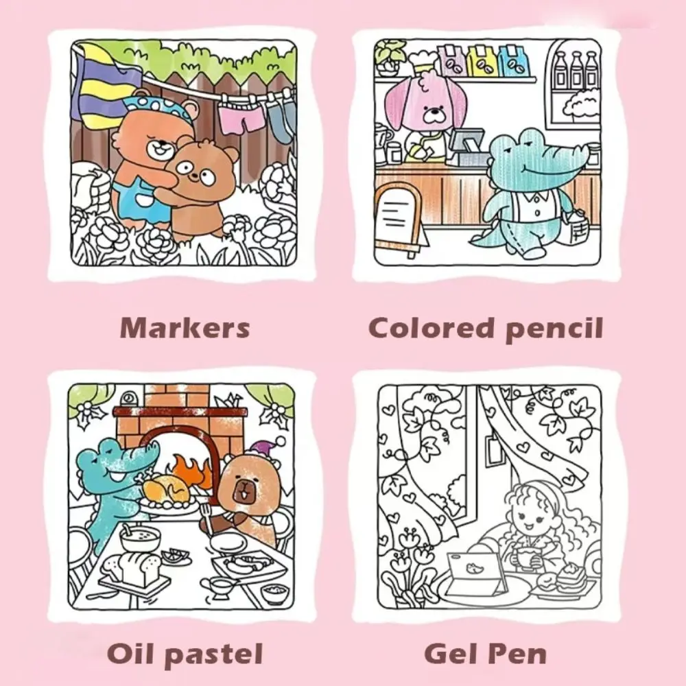 Cute Relaxation Gift Coloring Book Educational In Cozy Moments Graffiti Painting Book Doodles Book Gift
