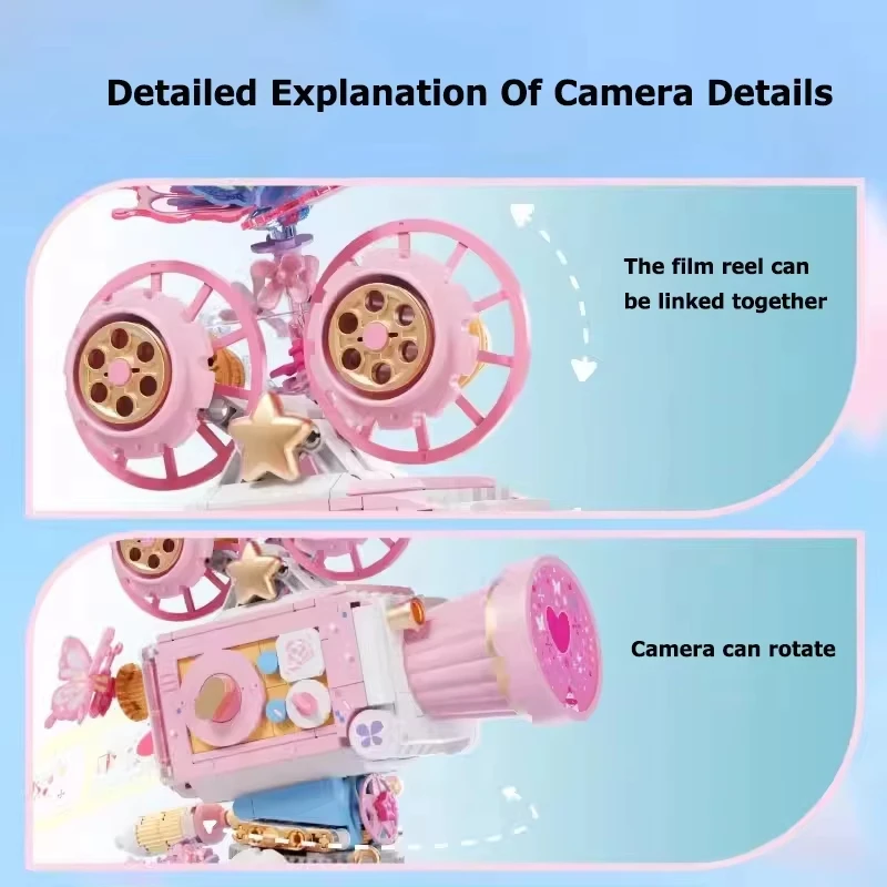 1109 pçs blocos de construção flor borboleta sombra câmera decoração desktop modelo brinquedo das crianças menina presente natal