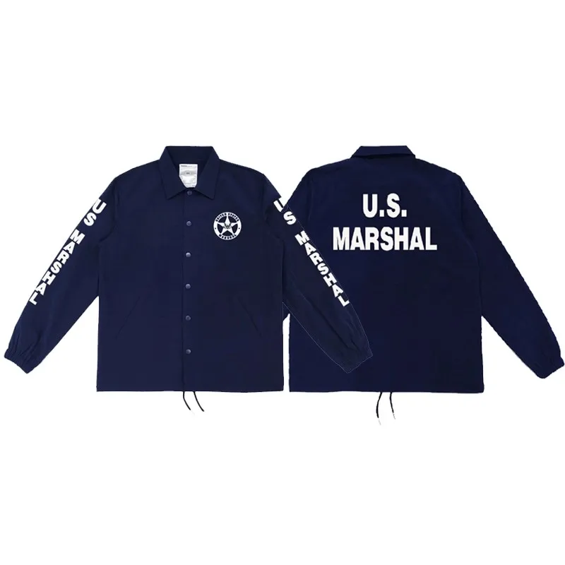 

American Police Fan Coach Loose Jacket USMS Identification Clothes Men's CS Loose Youth USA New Trend Trench Blue Coat Man in042