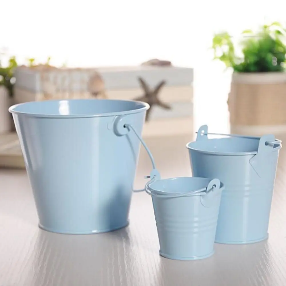 Miniature จําลองถังน้ําจําลองอุปกรณ์เสริมตุ๊กตามินิถังน้ําเหล็กหลายสี Pretnd Play Bucket