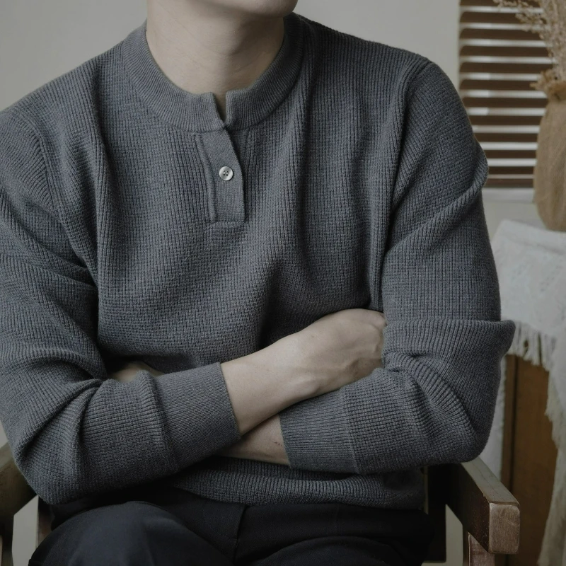 [الصوف المخلوط] سترة محبوكة للخريف والشتاء فضفاضة ودافئة