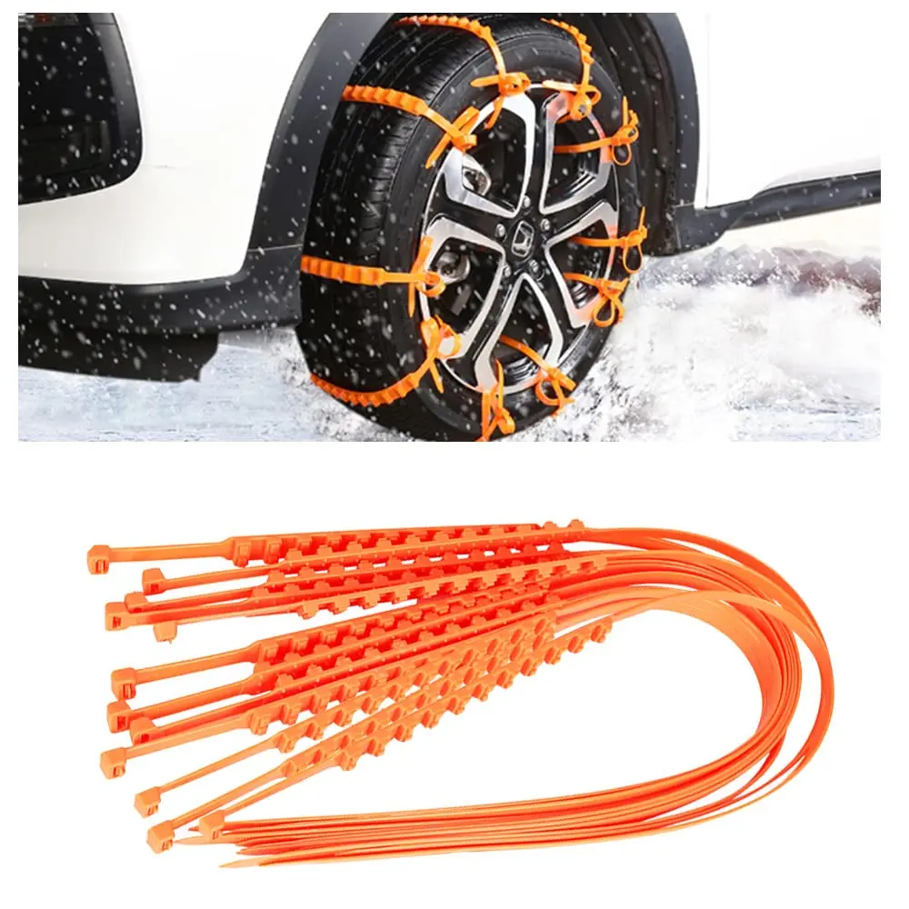 12 PCS Universal Car Snow Chains Portable Winter Tyres Wheels Snow Chains Non-Slip Cable Tie Reusable Anti-skid Wheel Nylon Tire