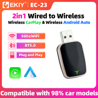 EKIY 2in1 Wireless CarPlay Adapter Wireless Android Auto Dongle AI Smart Box Car Intelligent Systems For Car With Wired CarPlay