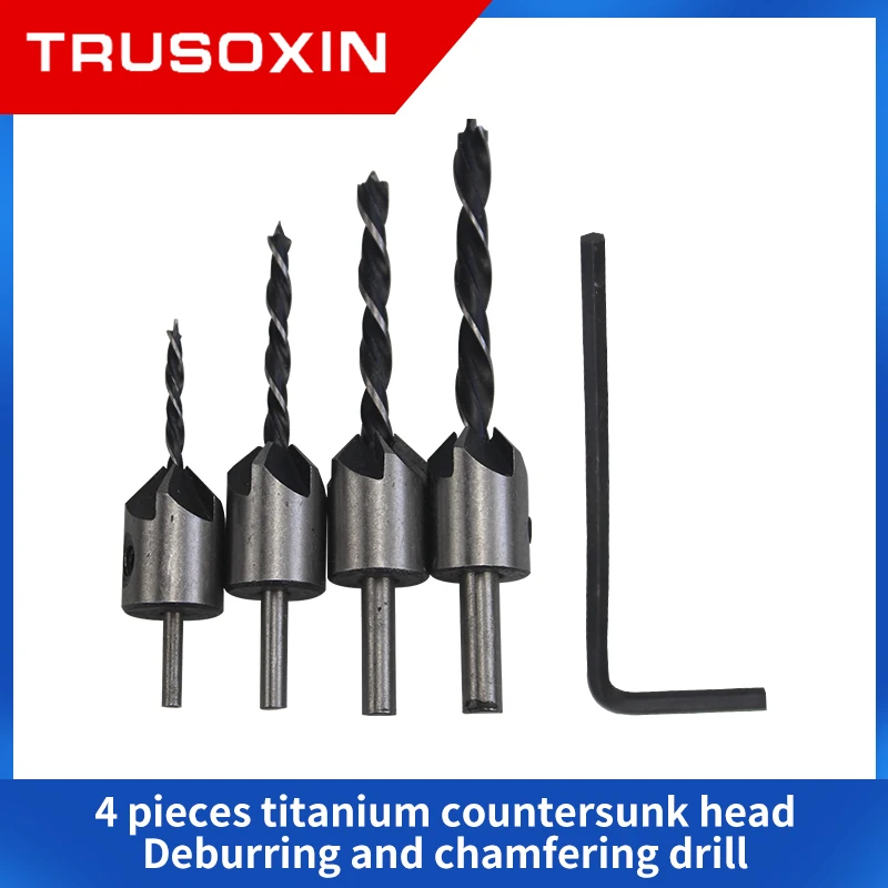 3mm-6mm  Countersink Drill Bit Set Reamer Woodworking Chamfer Drill Counterbore Pliot Hole Cutter Screw Hole Drill