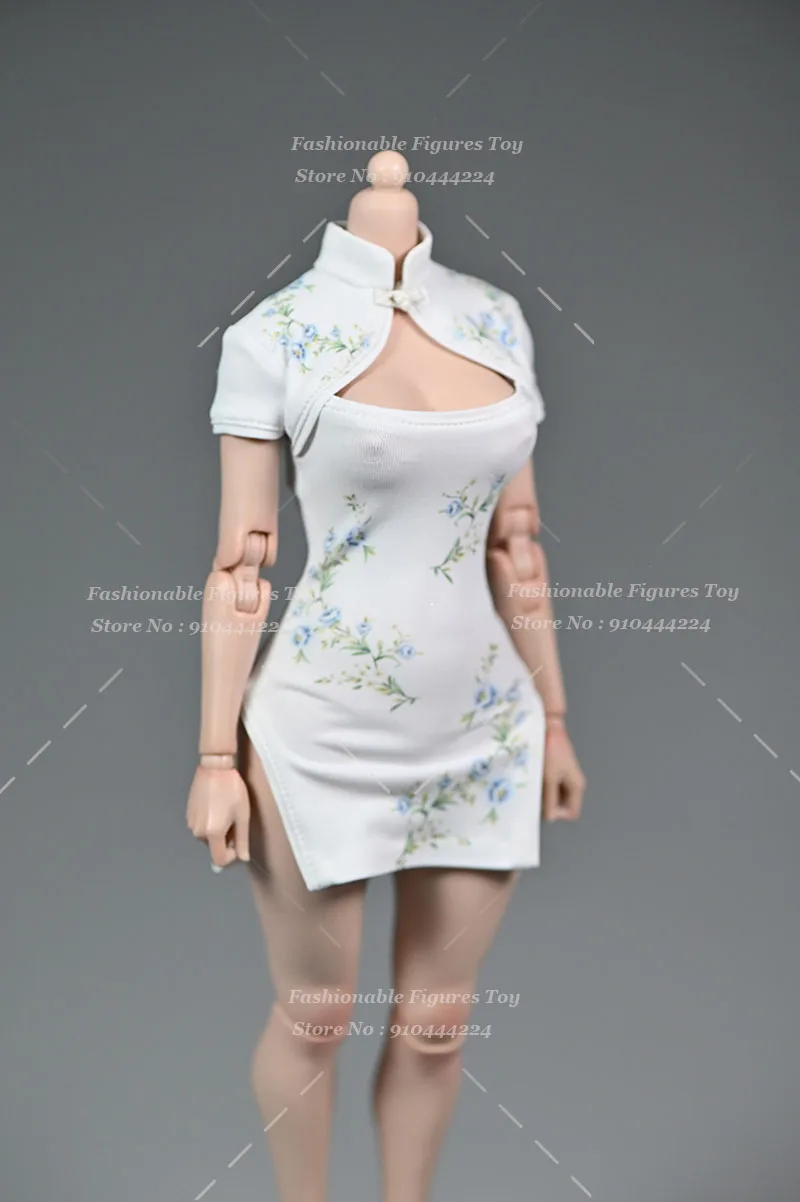 Robe de femme de chambre Cheongsam avec jupe fendue pour femme, robe de soldat imprimée, accessoires vestisens, mignon, en effet, 12 figurines d'action, beurre, 1/6