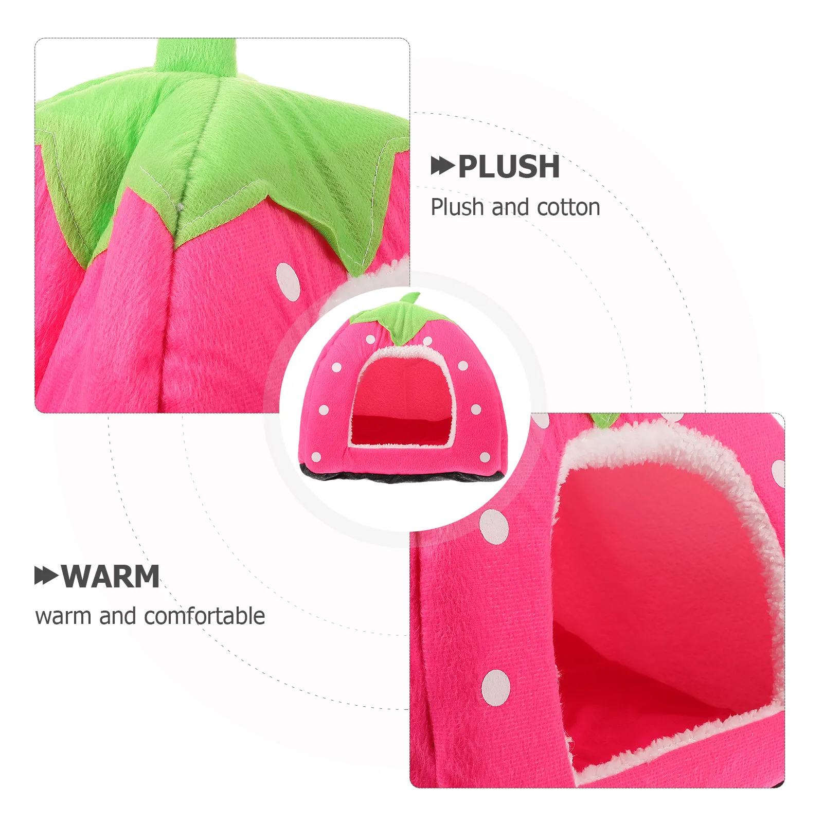 

Pet Bed Enclosed Dog Calming Nest Beds Strawberry Cozy Hideaway Canopy for Small Dogs