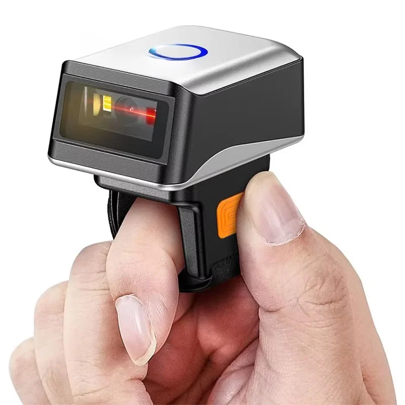 Wireless Bluetooth USB Wired Screen Scan Wearable Mini Ring 2D 1D Qr Bar Code Reader Barcode Scanner Work with PC iPad Phone
