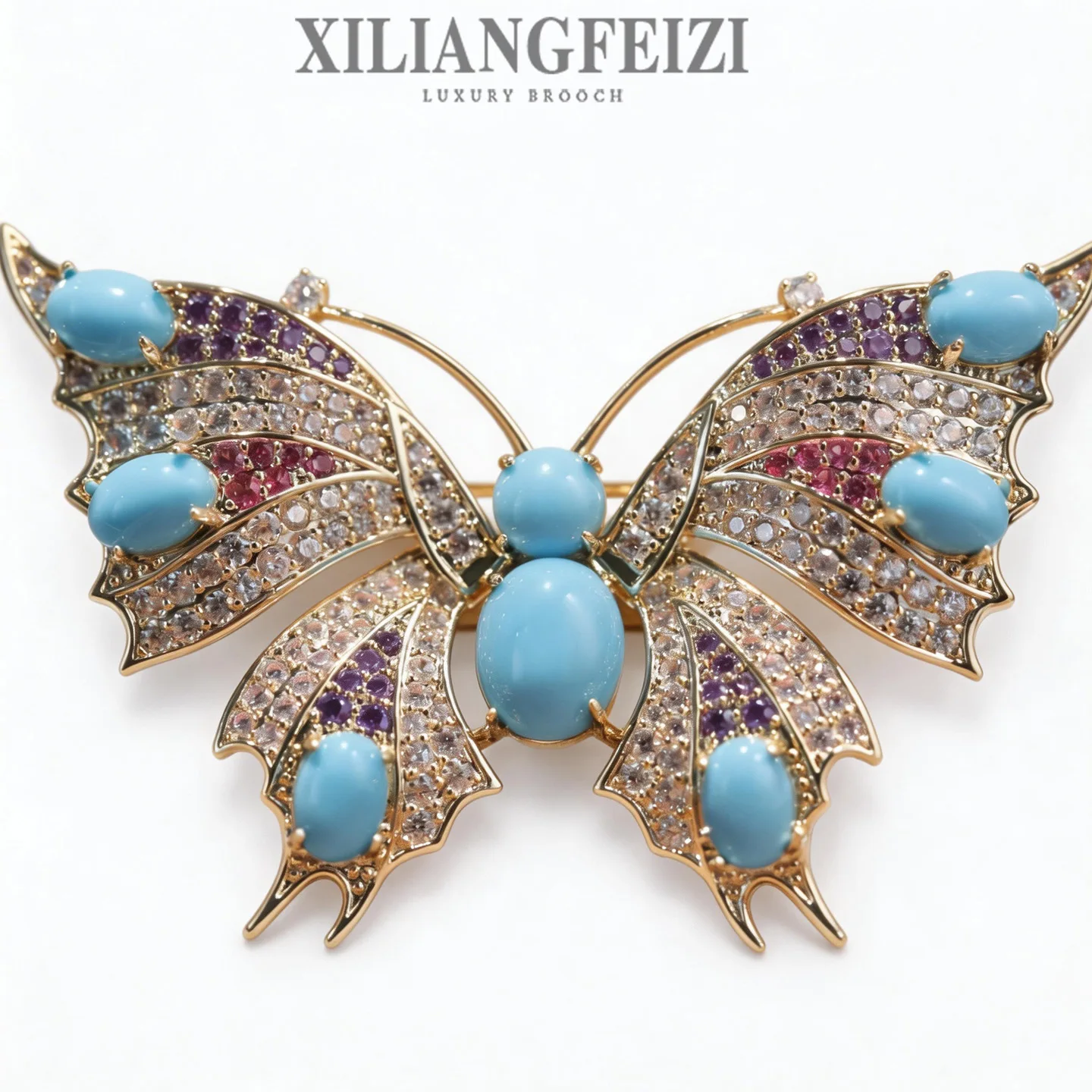 Creative Design Blue Turquoise Butterfly Brooch for Women All-match Personality Fashion Trend Daily Accessories Jewelry Gift